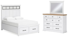 Furniture City Laplace - Ashley Furniture - Ashbryn Queen Panel Storage Bed, Dresser and Mirror - Queen Panel Storage Bed, Dresser and Mirror - B844B3