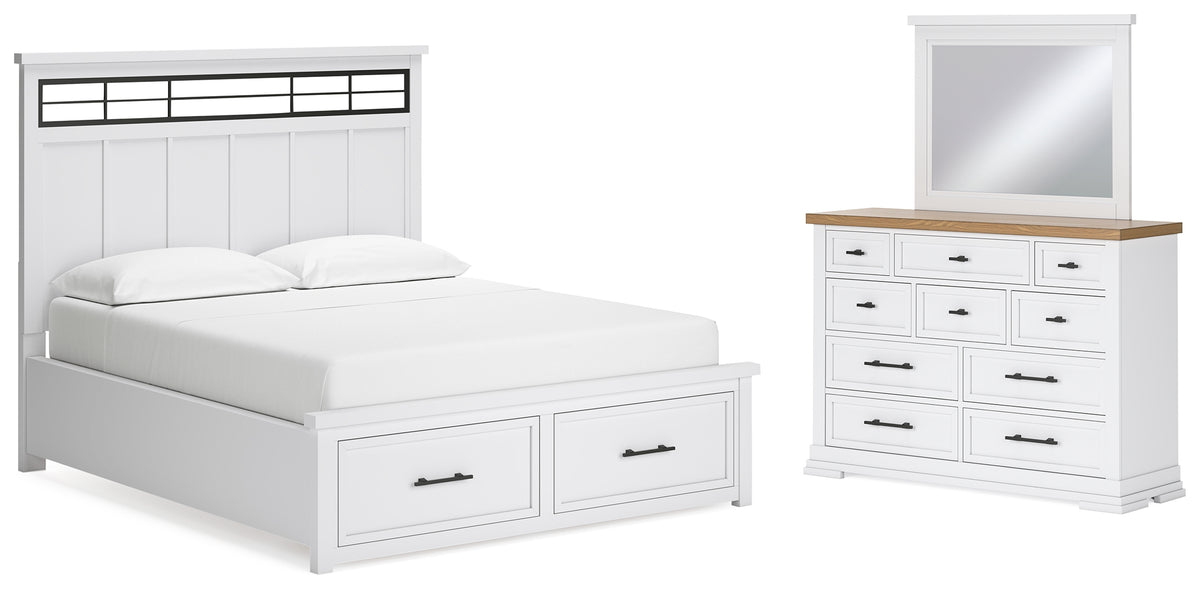Furniture City Laplace - Ashley Furniture - Ashbryn California King Panel Storage Bed, Dresser and Mirror - California King Panel Storage Bed, Dresser and Mirror - B844B7