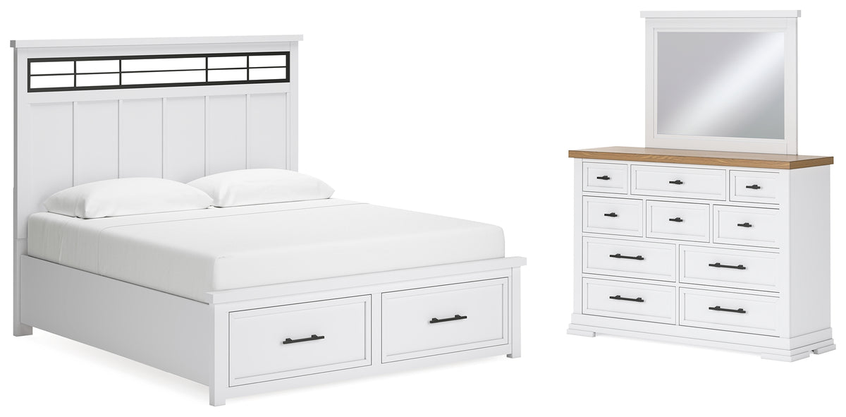 Furniture City Laplace - Ashley Furniture - Ashbryn King Panel Storage Bed, Dresser and Mirror - King Panel Storage Bed, Dresser and Mirror - B844B6