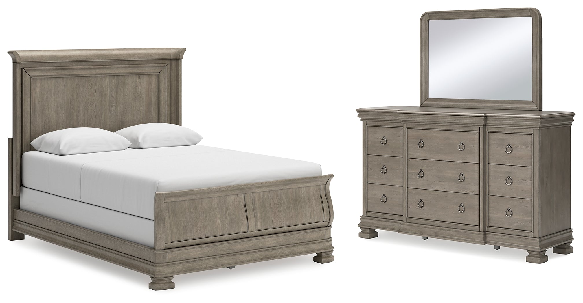Furniture City Laplace - Ashley Furniture - Lexorne Queen Sleigh Bed, Dresser and Mirror - Queen Sleigh Bed, Dresser and Mirror - B924B3