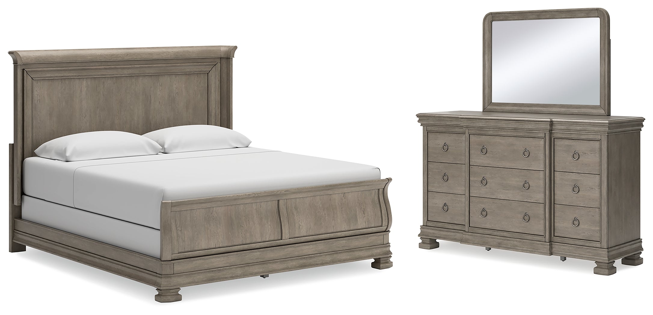 Furniture City Laplace - Ashley Furniture - Lexorne California King Sleigh Bed, Dresser and Mirror - California King Sleigh Bed, Dresser and Mirror - B924B9
