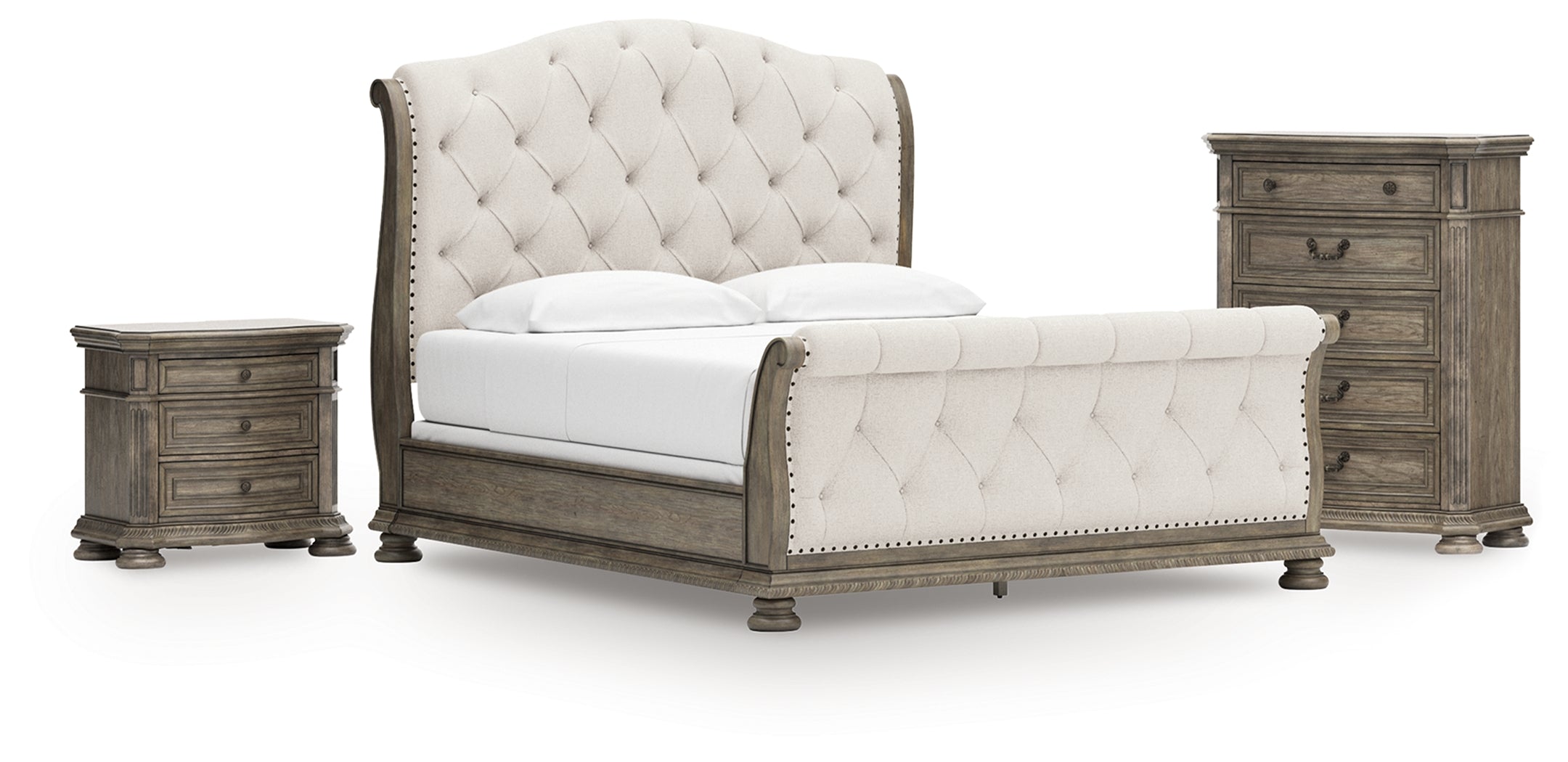 Furniture City Laplace - Ashley Furniture - Ardenfield California King Sleigh Bed, Chest and Nightstand - California King Sleigh Bed, Chest and Nightstand - B944B6