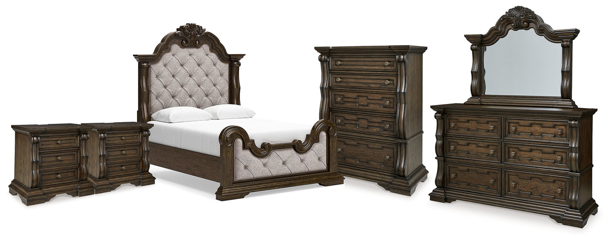 Furniture City Laplace - Ashley Furniture - Maylee Queen Panel Bed, Dresser, Mirror, Chest and 2 Nightstands - Queen Panel Bed, Dresser, Mirror, Chest and 2 Nightstands - B947B16