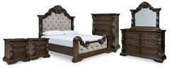 Furniture City Laplace - Ashley Furniture - Maylee King Upholstered Bed, Dresser, Mirror, Chest and 2 Nightstands - King Upholstered Bed, Dresser, Mirror, Chest and 2 Nightstands - B947B13