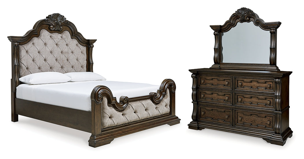 Furniture City Laplace - Ashley Furniture - Maylee Queen Upholstered Bed, Dresser and Mirror - Queen Upholstered Bed, Dresser and Mirror - B947B3