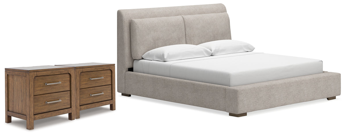 Furniture City Laplace - Ashley Furniture - Cabalynn King Upholstered Bed and 2 Nightstands - King Upholstered Bed and 2 Nightstands - B974B16