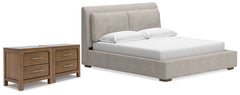 Furniture City Laplace - Ashley Furniture - Cabalynn King Upholstered Bed and 2 Nightstands - King Upholstered Bed and 2 Nightstands - B974B16