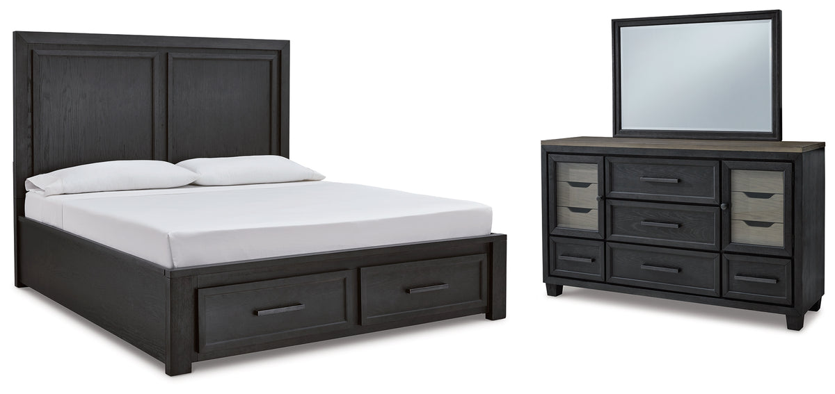 Furniture City Laplace - Ashley Furniture - Foyland King Panel Storage Bed, Dresser and Mirror - King Panel Storage Bed, Dresser and Mirror - B989B7