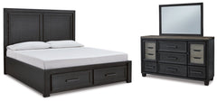 Furniture City Laplace - Ashley Furniture - Foyland King Panel Storage Bed, Dresser and Mirror - King Panel Storage Bed, Dresser and Mirror - B989B7