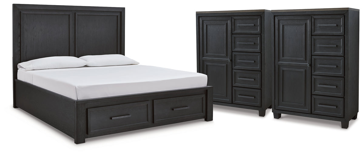 Furniture City Laplace - Ashley Furniture - Foyland King Panel Storage Bed and 2 Chests - King Panel Storage Bed and 2 Chests - B989B10