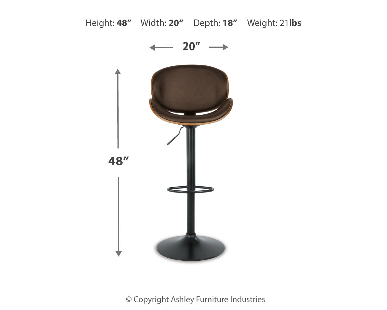Furniture City Laplace - Ashley Furniture - Bellatier Dining Room - Tall UPH Swivel Barstool(1/CN) / Brown - D120-530