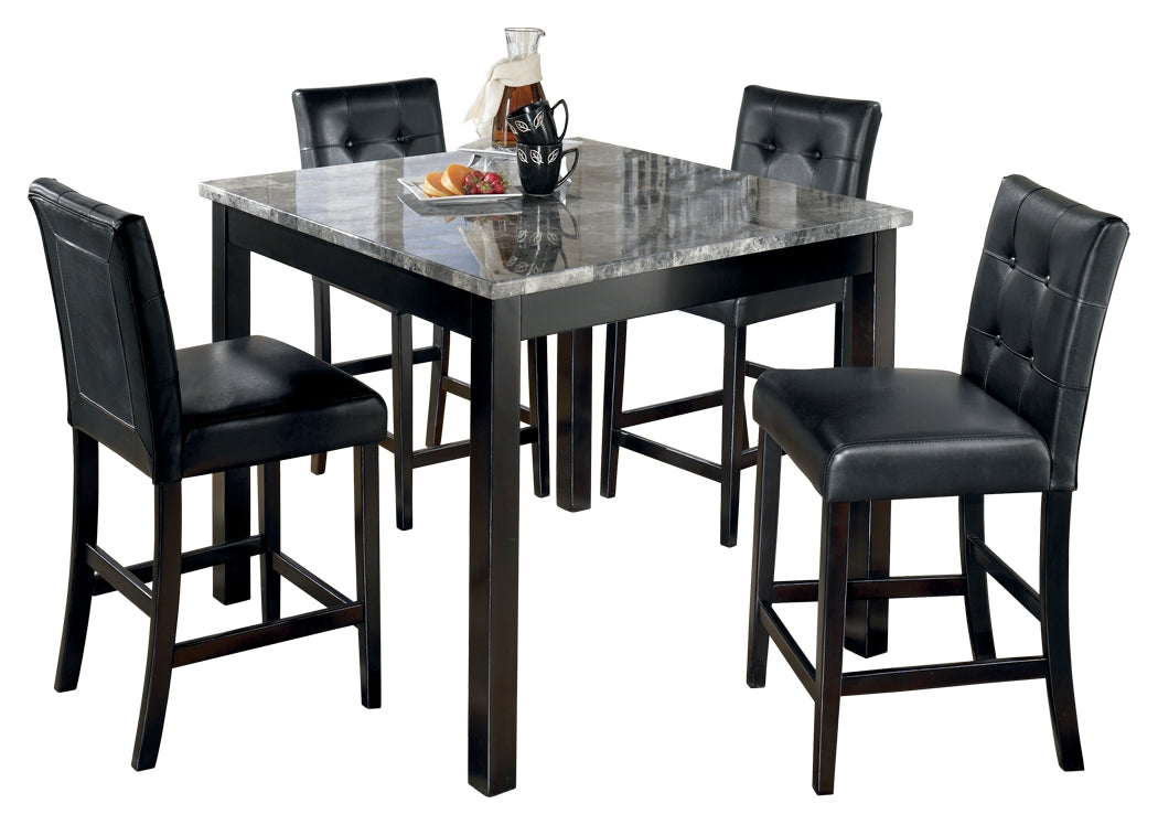 Furniture City Laplace - Ashley Furniture - Maysville Counter Height Dining Table and Bar Stools (Set of 5) - Square Counter TBL Set (5/CN) / Black - D154-223