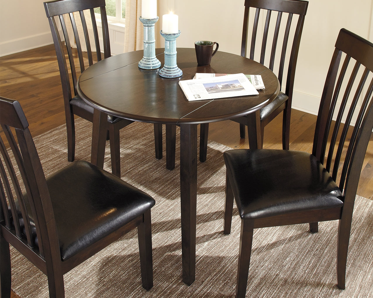 Furniture City Laplace - Ashley Furniture - Hammis Dining Room - Round DRM Drop Leaf Table / Dark Brown - D310-15
