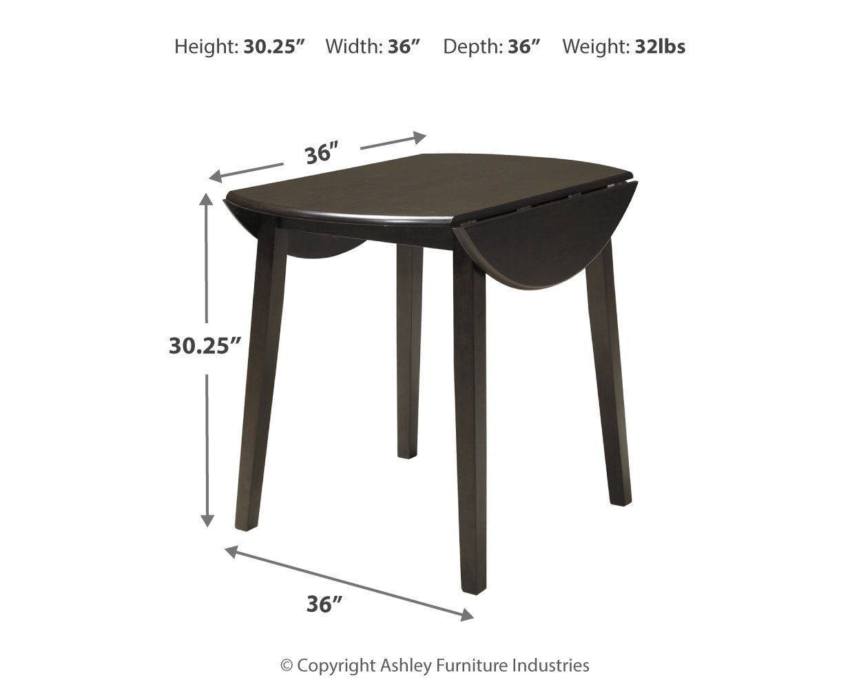 Furniture City Laplace - Ashley Furniture - Hammis Dining Room - Round DRM Drop Leaf Table / Dark Brown - D310-15