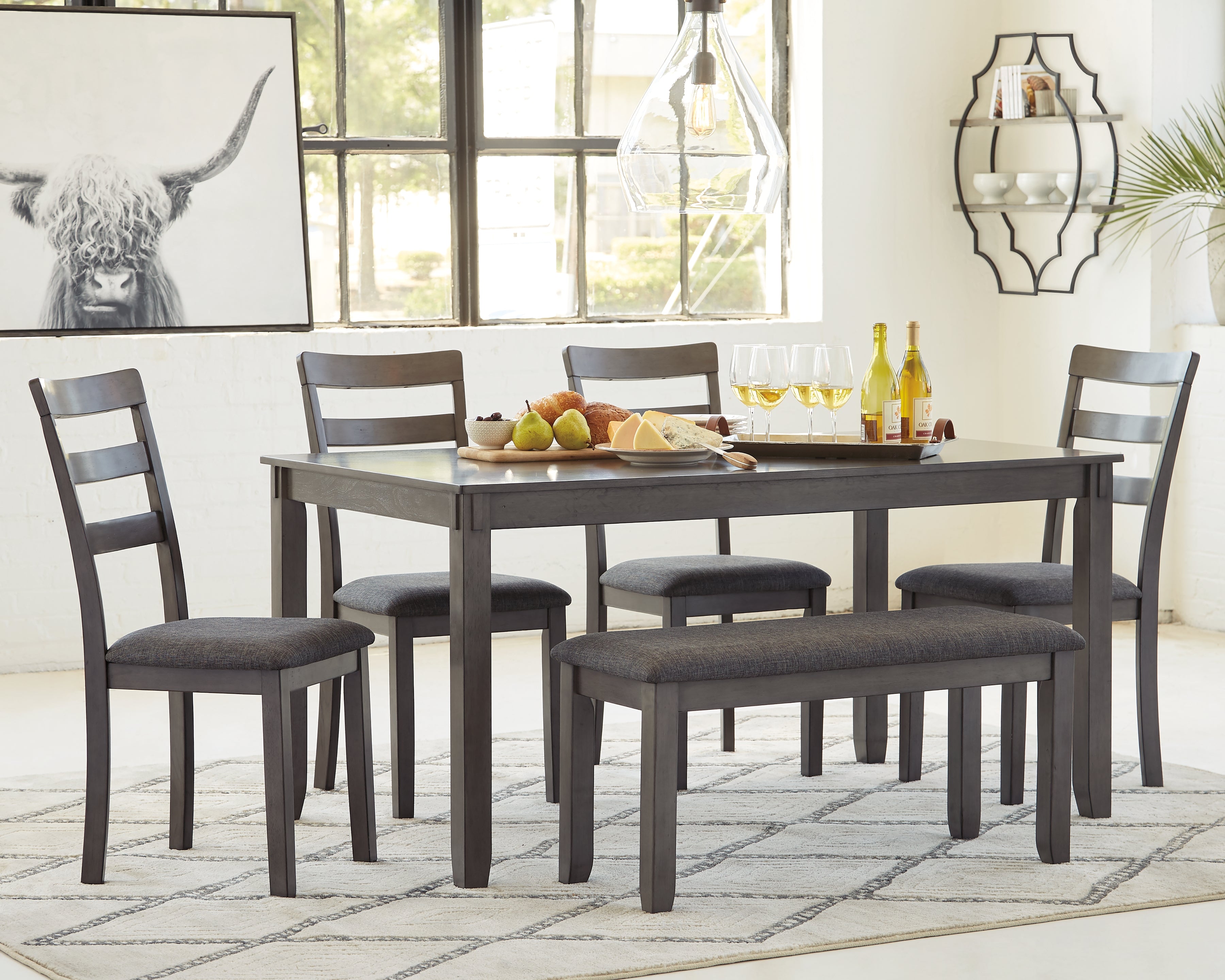 Furniture City Laplace - Ashley Furniture - Bridson Dining Room - RECT DRM Table Set (6/CN) / Gray - D383-325