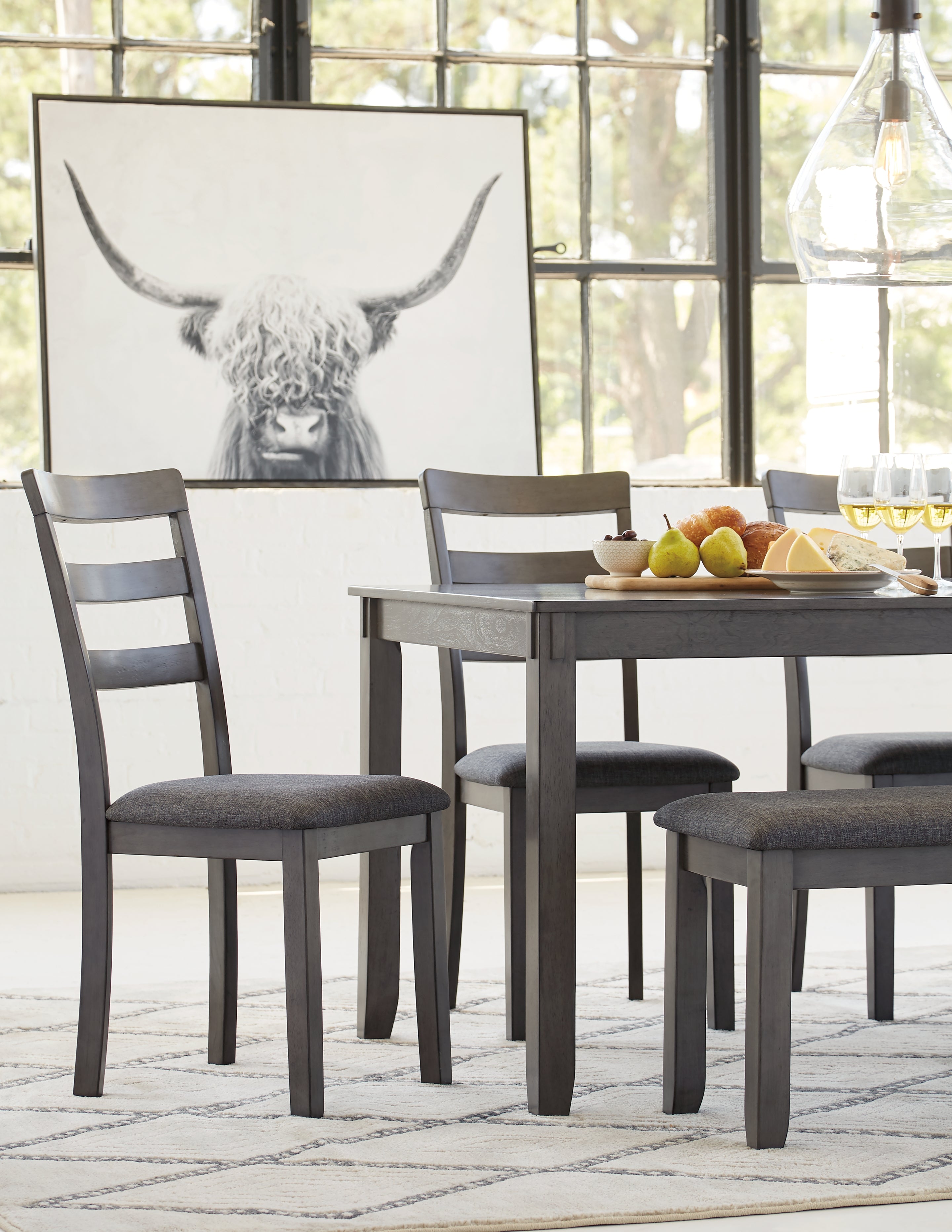 Furniture City Laplace - Ashley Furniture - Bridson Dining Room - RECT DRM Table Set (6/CN) / Gray - D383-325