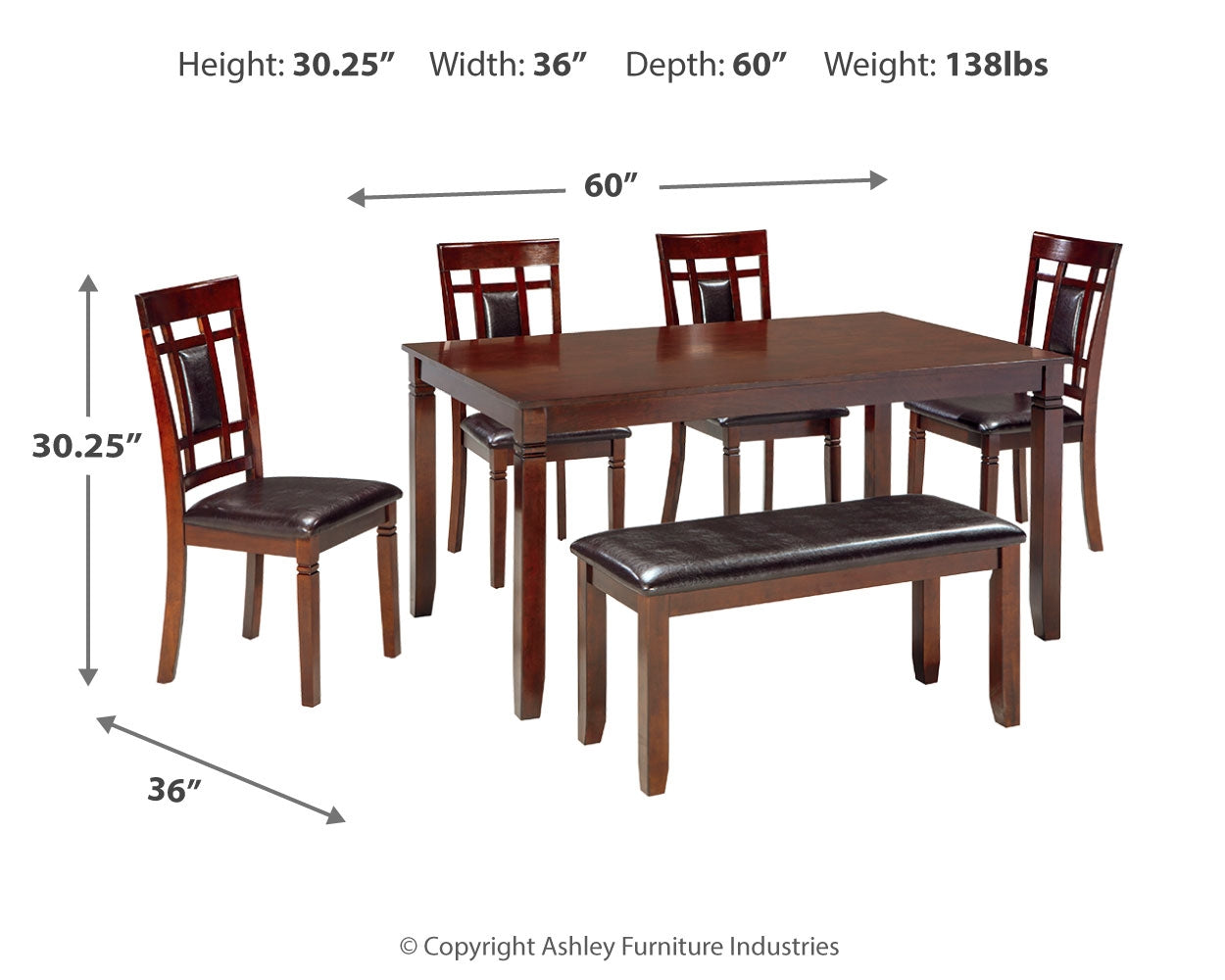 Furniture City Laplace - Ashley Furniture - Bennox Dining Room - Dining Room Table Set (6/CN) / Brown - D384-325