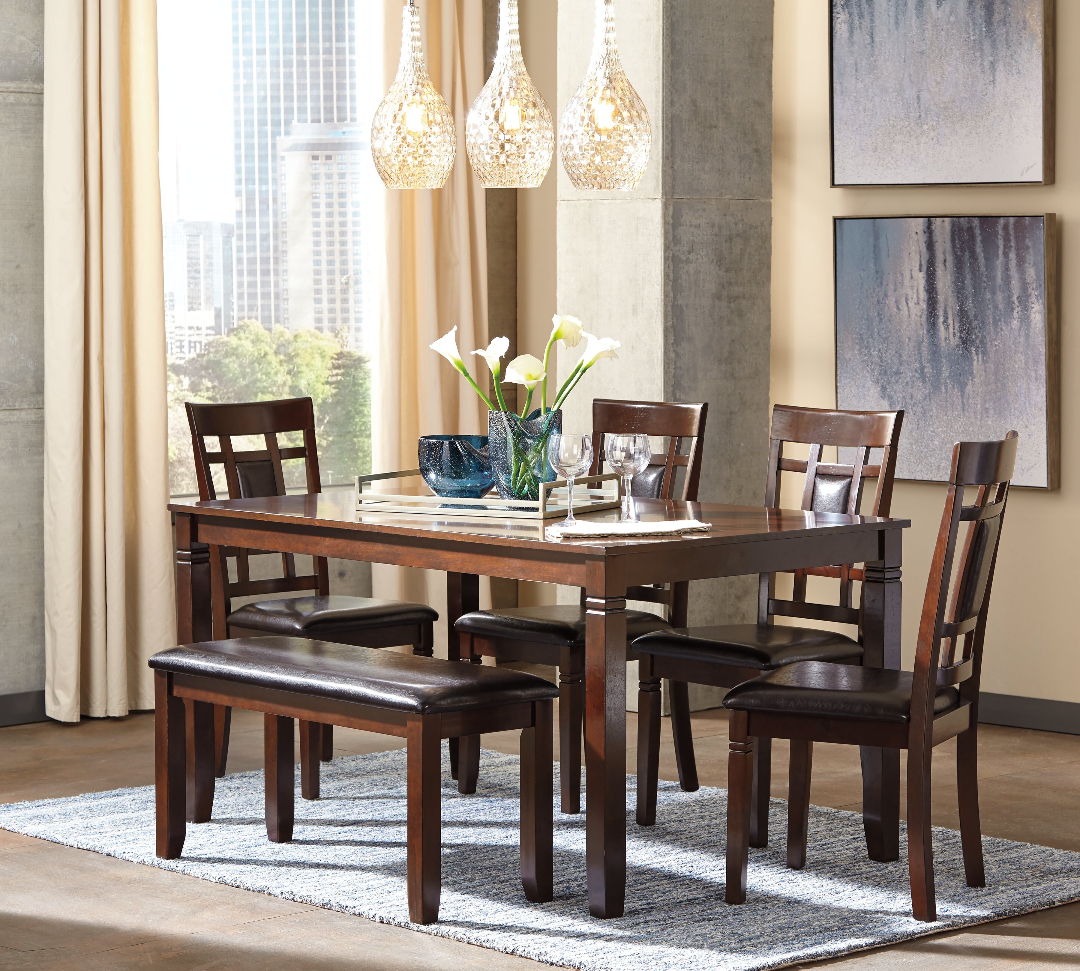 Furniture City Laplace - Ashley Furniture - Bennox Dining Room - Dining Room Table Set (6/CN) / Brown - D384-325