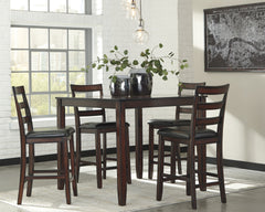 Furniture City Laplace - Ashley Furniture - Coviar Dining Room - DRM Counter Table Set (5/CN) / Brown - D385-223