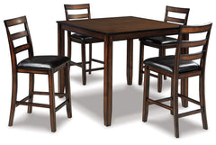 Furniture City Laplace - Ashley Furniture - Coviar Dining Room - DRM Counter Table Set (5/CN) / Brown - D385-223