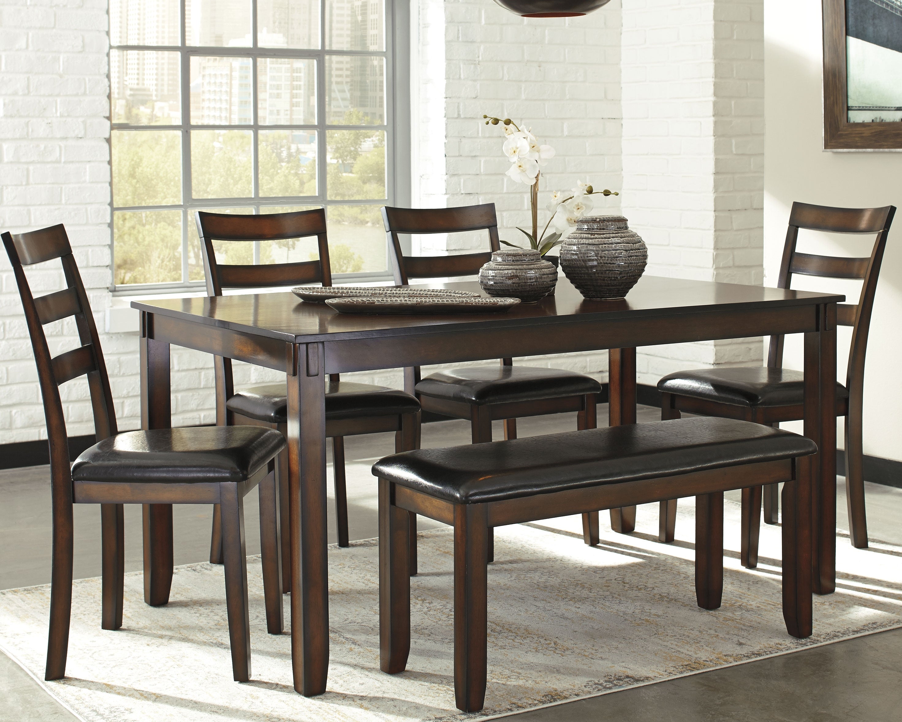 Furniture City Laplace - Ashley Furniture - Coviar Dining Room - Dining Room Table Set (6/CN) / Brown - D385-325