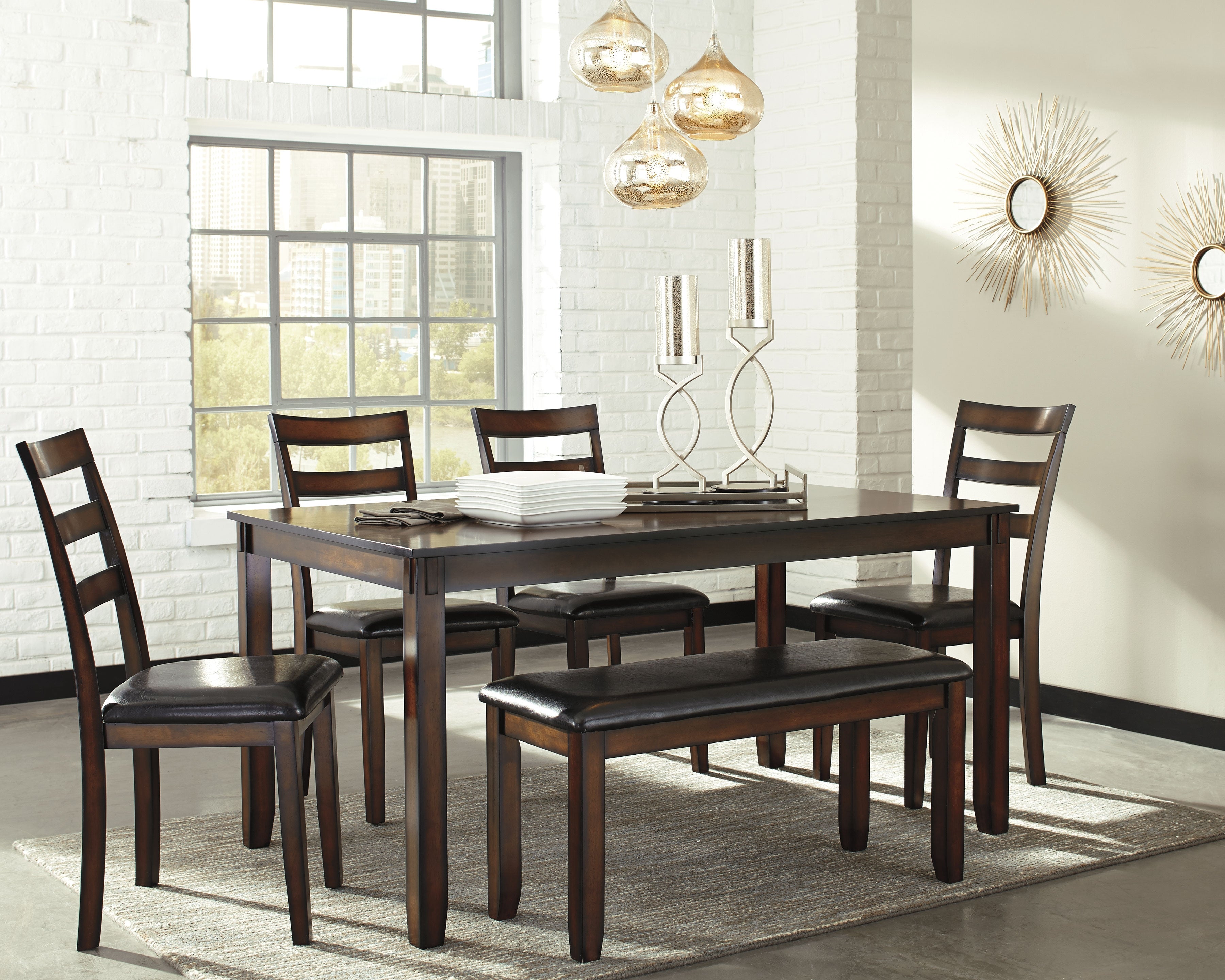 Furniture City Laplace - Ashley Furniture - Coviar Dining Room - Dining Room Table Set (6/CN) / Brown - D385-325