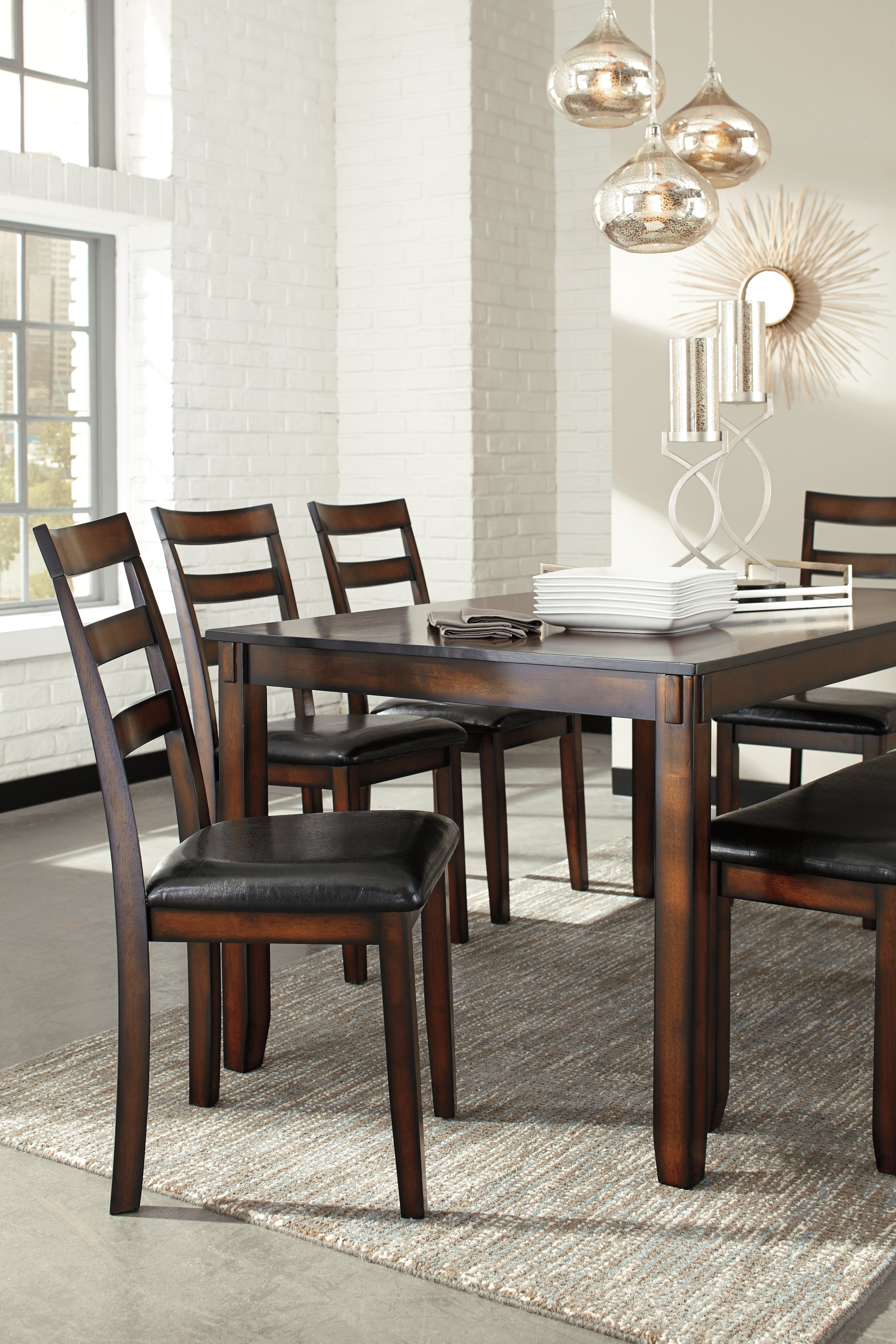 Furniture City Laplace - Ashley Furniture - Coviar Dining Room - Dining Room Table Set (6/CN) / Brown - D385-325