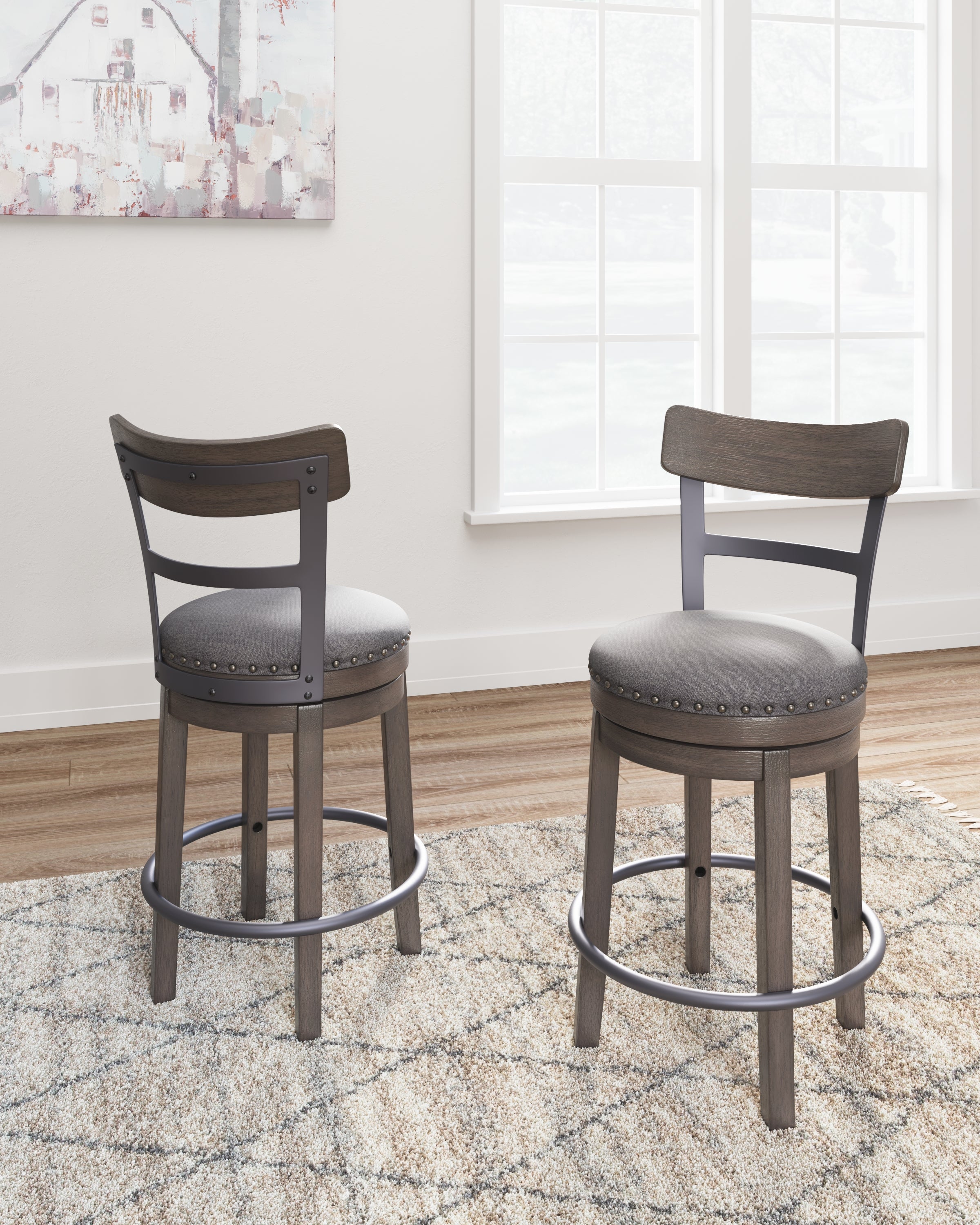 Furniture City Laplace - Ashley Furniture - Caitbrook Dining Room - UPH Swivel Barstool (1/CN) / Gray - D388-224