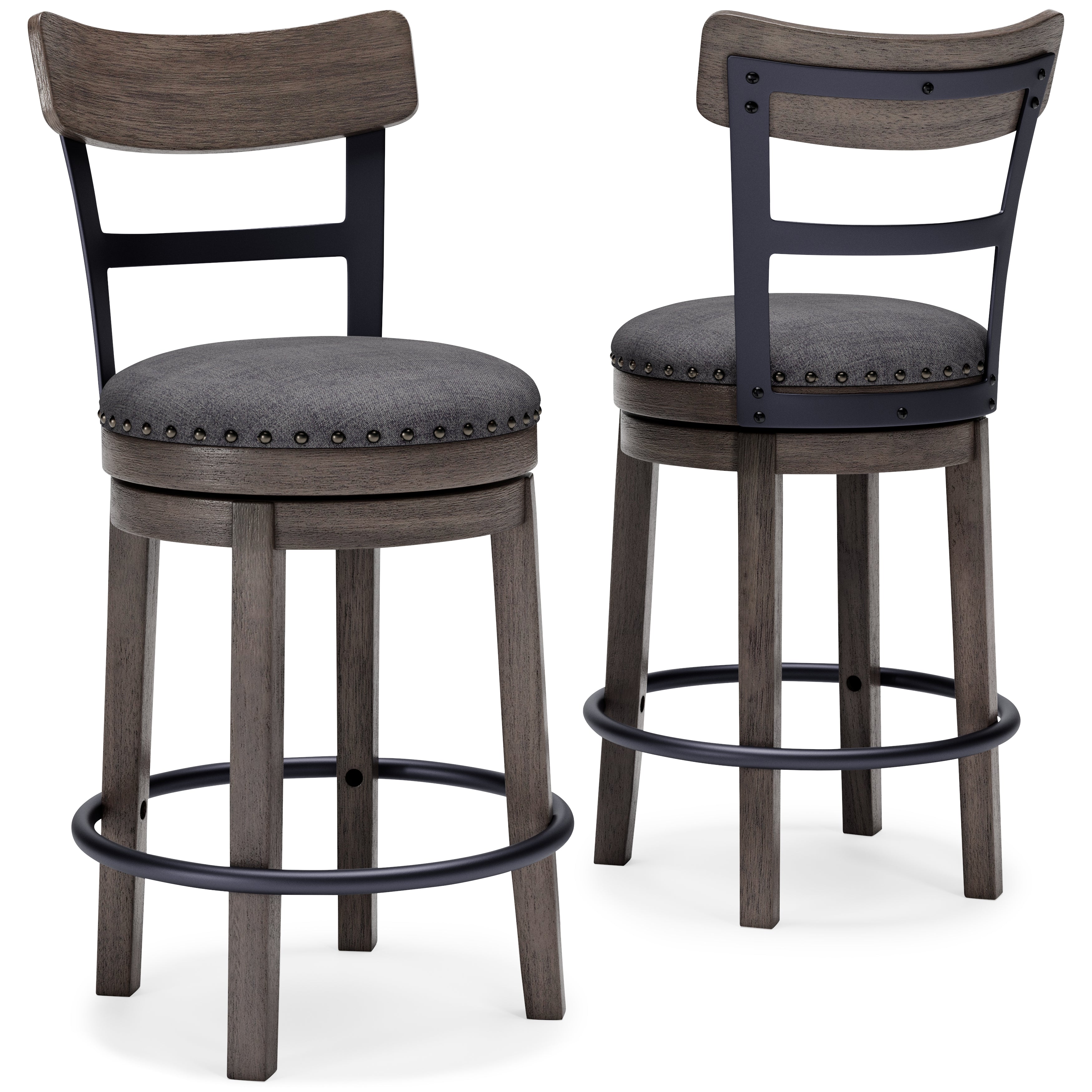 Furniture City Laplace - Ashley Furniture - Caitbrook Dining Room - UPH Swivel Barstool (1/CN) / Gray - D388-224