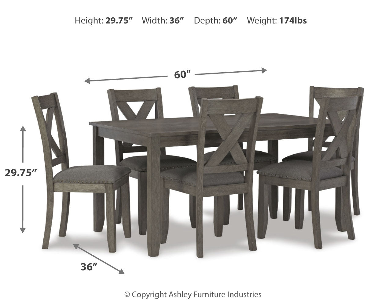 Furniture City Laplace - Ashley Furniture - Caitbrook Dining Room - RECT DRM Table Set (7/CN) / Gray - D388-425