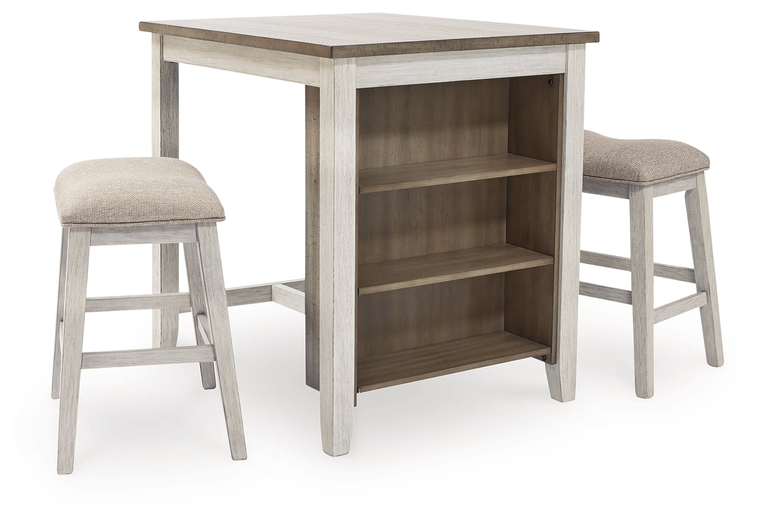Furniture City Laplace - Ashley Furniture - Skempton Dining Room - RECT DRM Counter TBL Set(3/CN) / White/Light Brown - D394-113