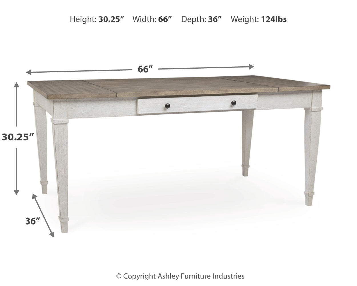 Furniture City Laplace - Ashley Furniture - Skempton Dining Room - RECT DRM Table w/Storage / White/Light Brown - D394-25