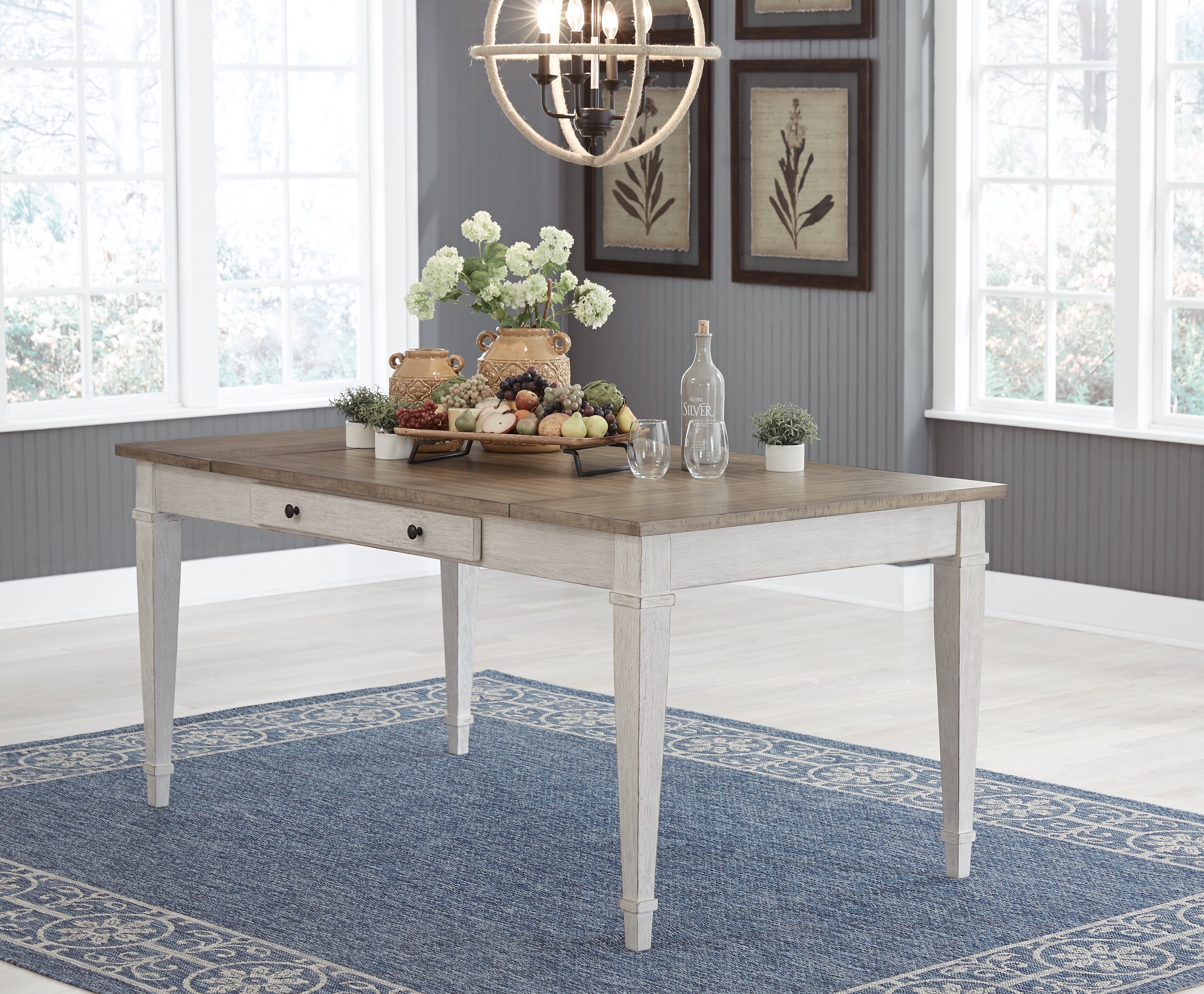 Furniture City Laplace - Ashley Furniture - Skempton Dining Room - RECT DRM Table w/Storage / White/Light Brown - D394-25