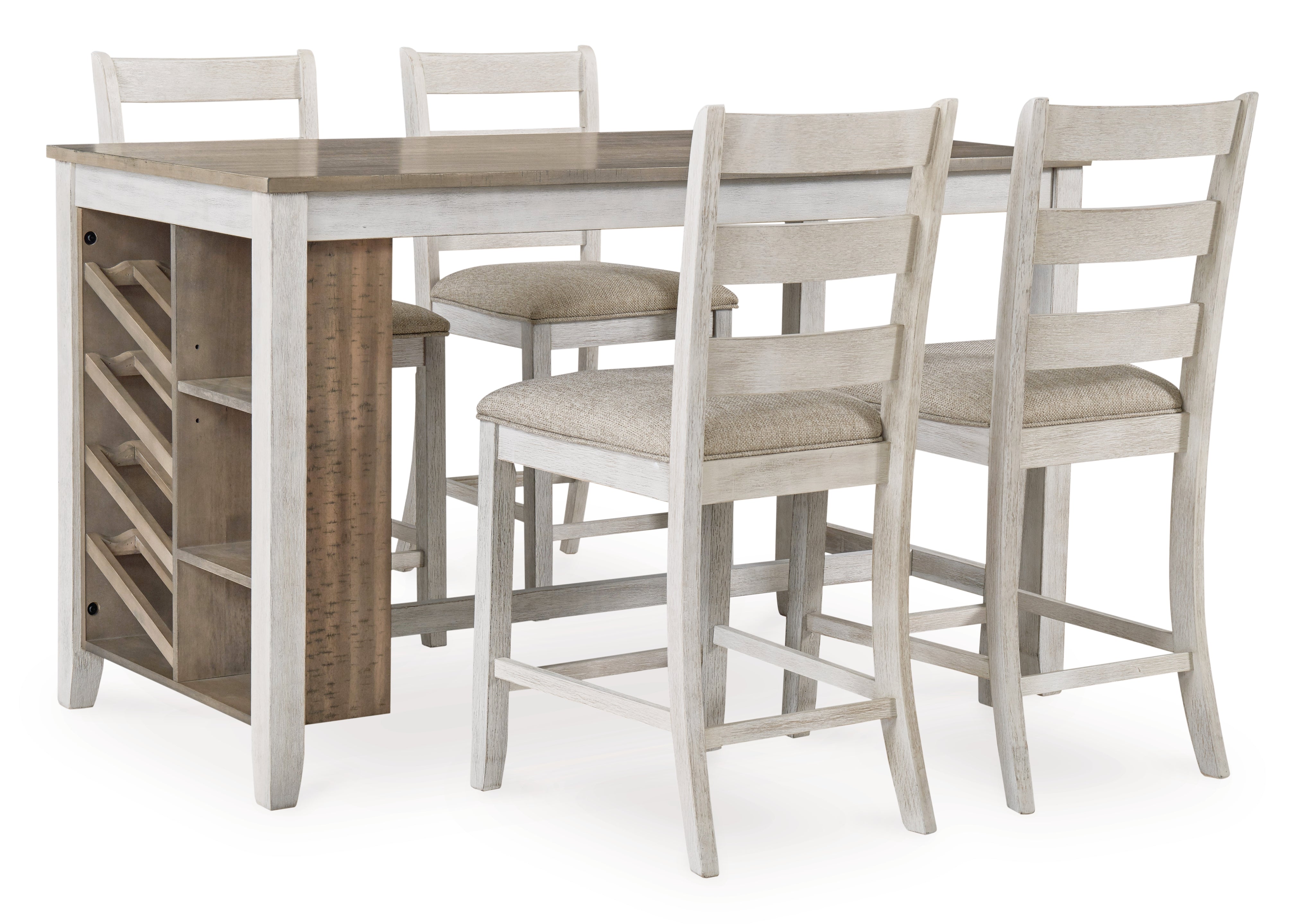 Furniture City Laplace - Ashley Furniture - Skempton Dining Room - RECT DRM Counter TBL Set(3/CN) / White/Light Brown - D394-113