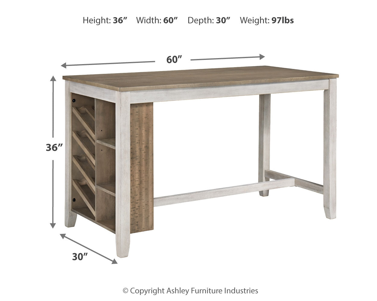 Furniture City Laplace - Ashley Furniture - Skempton Dining Room - RECT DRM Counter TBL Set(3/CN) / White/Light Brown - D394-113