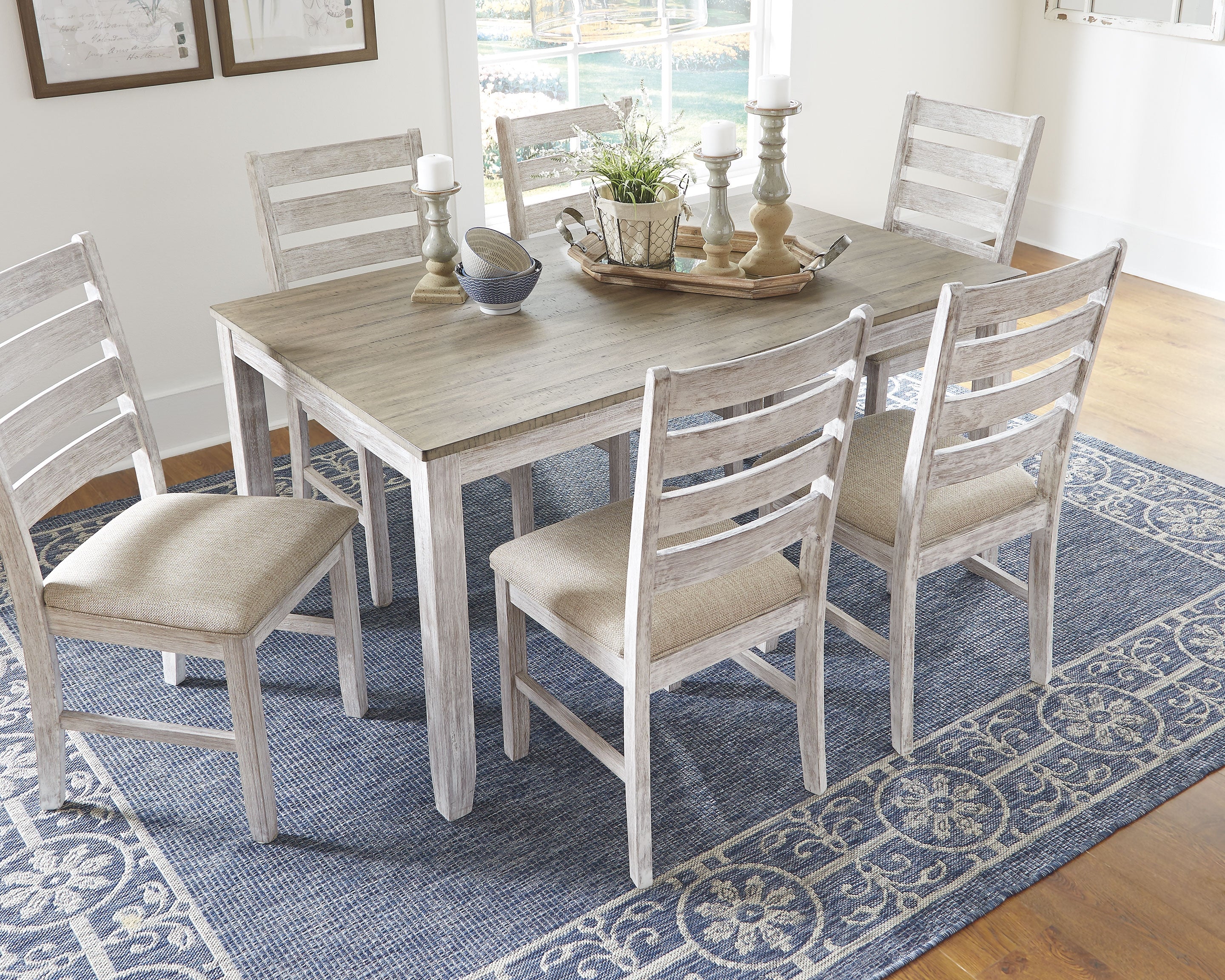 Furniture City Laplace - Ashley Furniture - Skempton Dining Room - RECT DRM Table w/Storage / White/Light Brown - D394-25