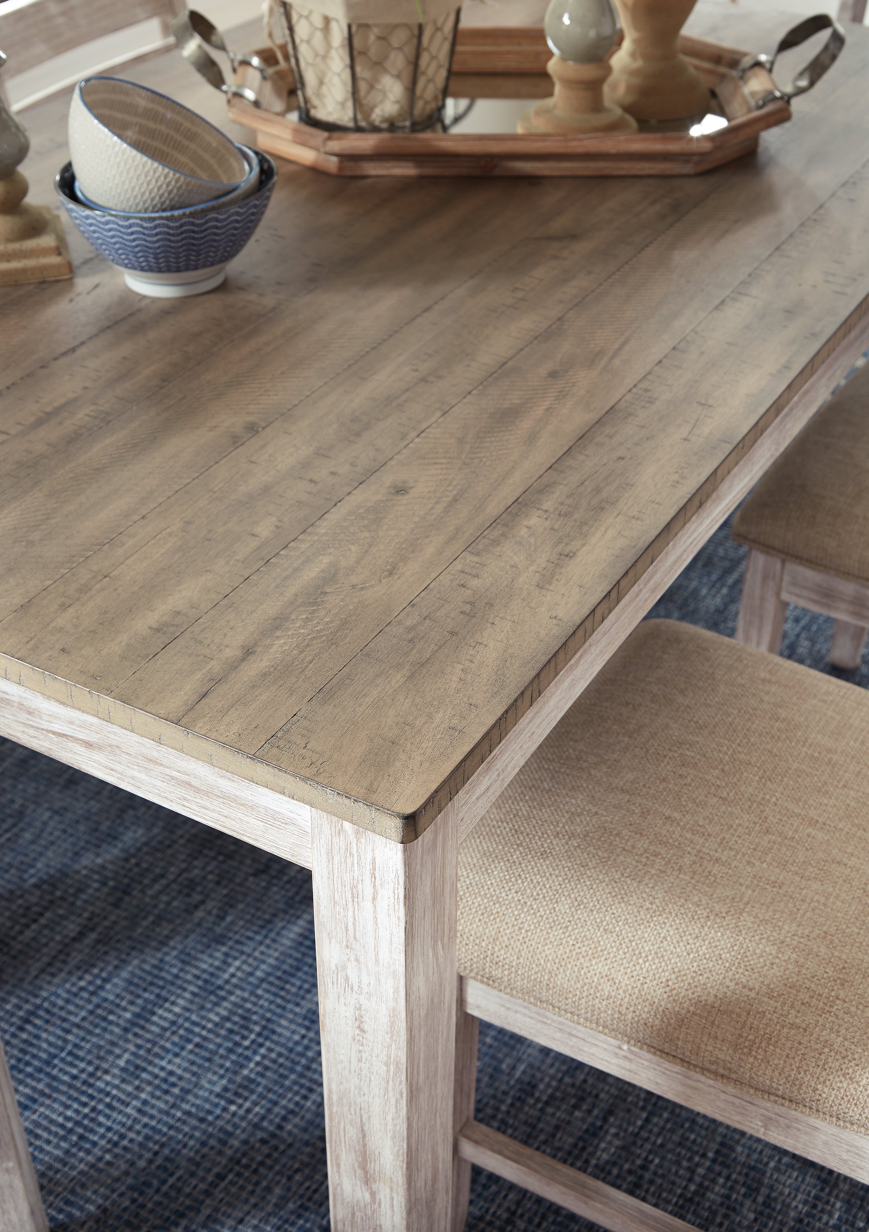 Furniture City Laplace - Ashley Furniture - Skempton Dining Room - RECT DRM Table w/Storage / White/Light Brown - D394-25