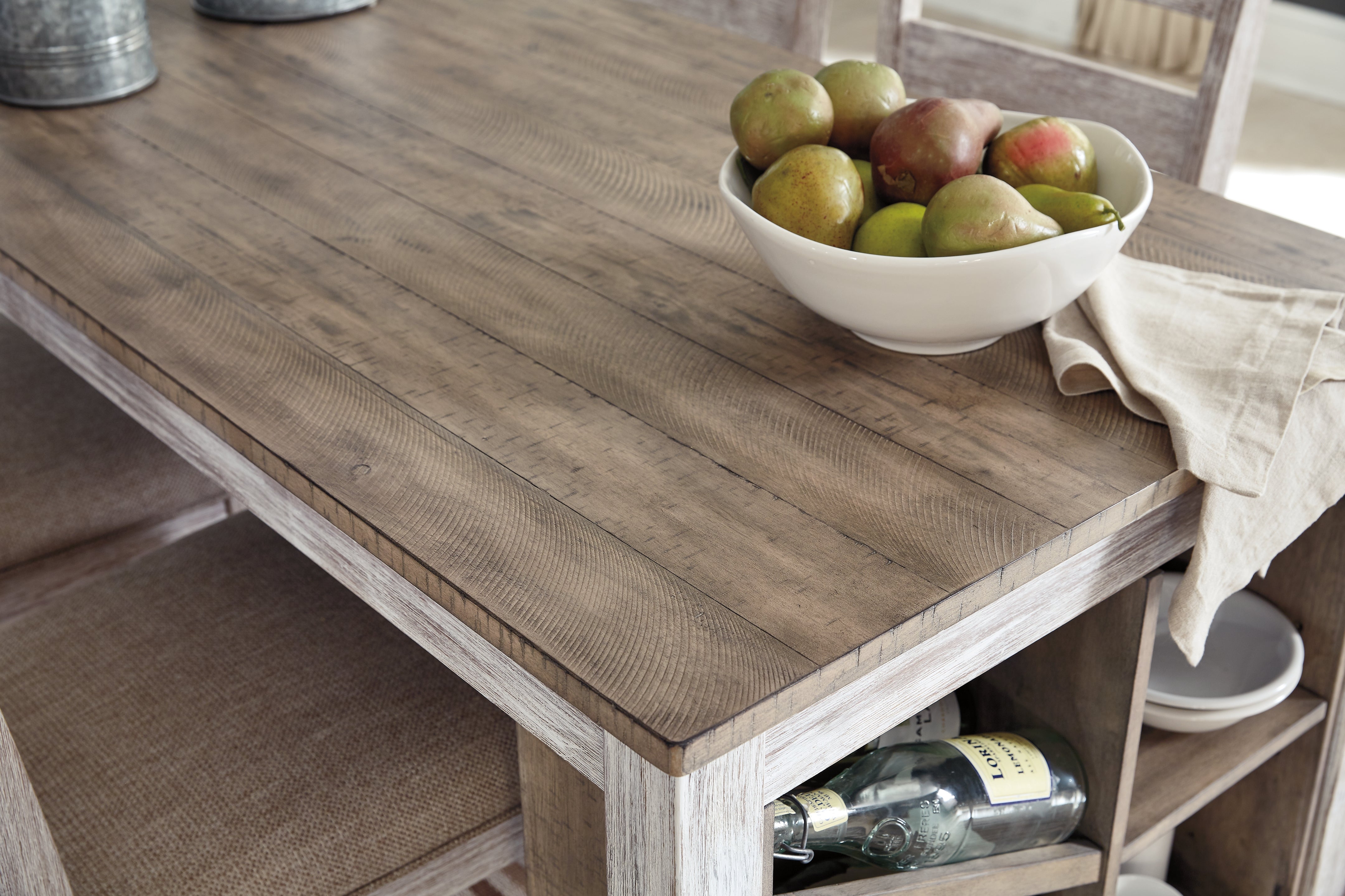 Furniture City Laplace - Ashley Furniture - Skempton Dining Room - RECT DRM Table w/Storage / White/Light Brown - D394-25