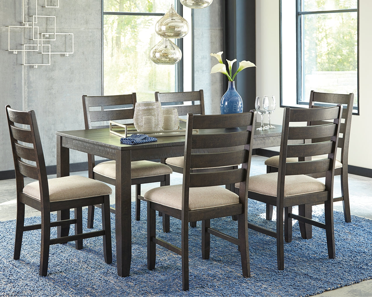 Furniture City Laplace - Ashley Furniture - Rokane Dining Room - Dining Room Table Set (7/CN) / Brown - D397-425