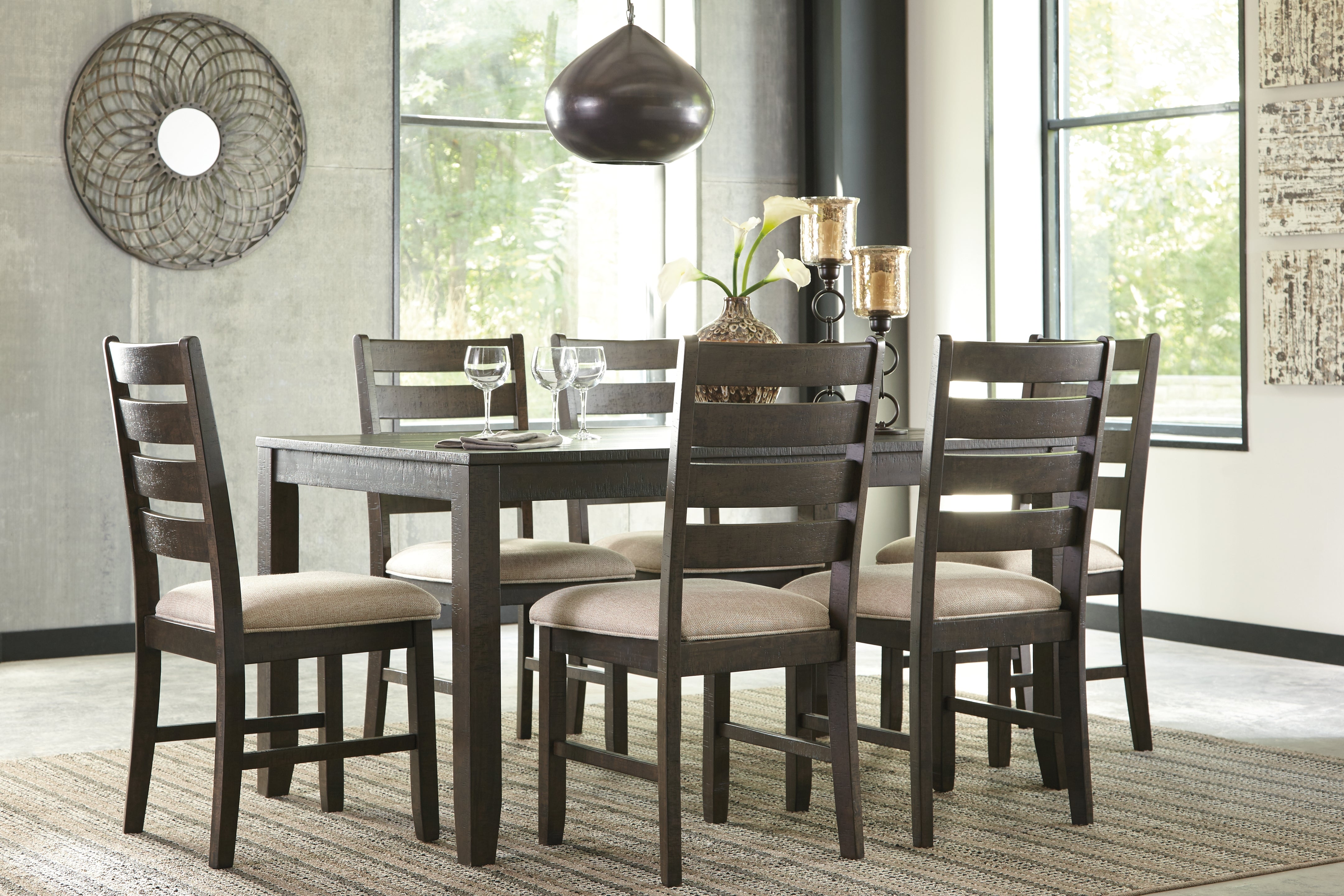 Furniture City Laplace - Ashley Furniture - Rokane Dining Room - Dining Room Table Set (7/CN) / Brown - D397-425