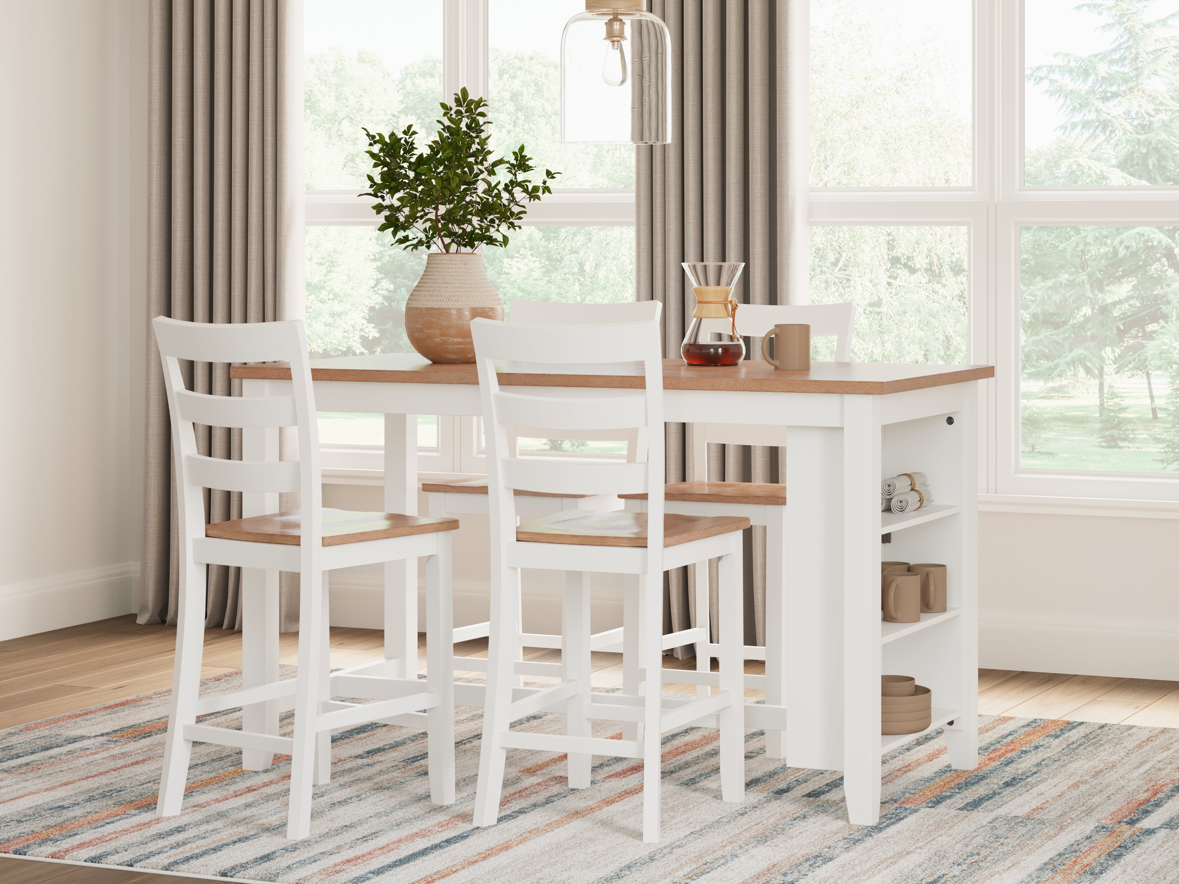 Furniture City Laplace - Ashley Furniture - Gesthaven Counter Height Dining Table and 4 Barstools - Counter Height Dining Table and 4 Barstools / Natural/White - D398D2