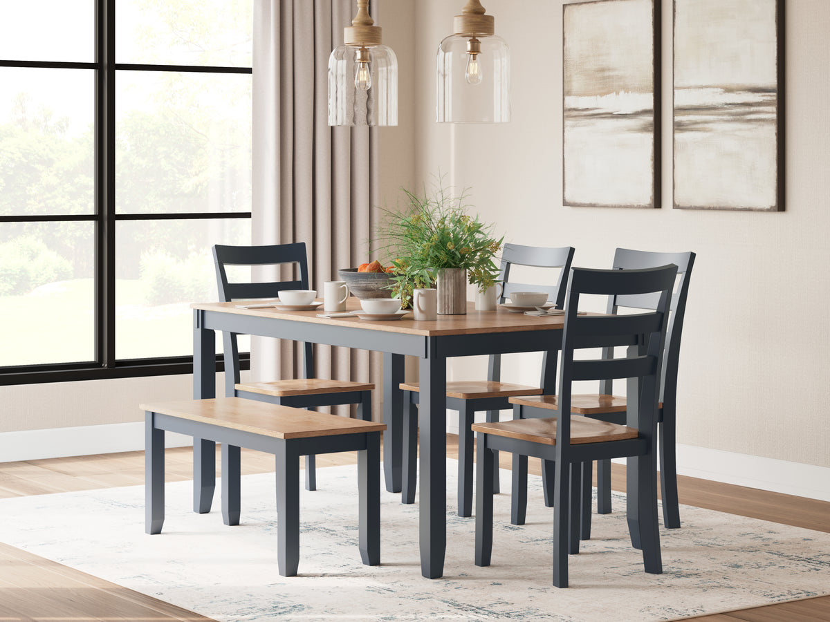Furniture City Laplace - Ashley Furniture - Gesthaven Dining Table with 4 Chairs and Bench (Set of 6) - Dining Room Table Set (6/CN) - D399-325