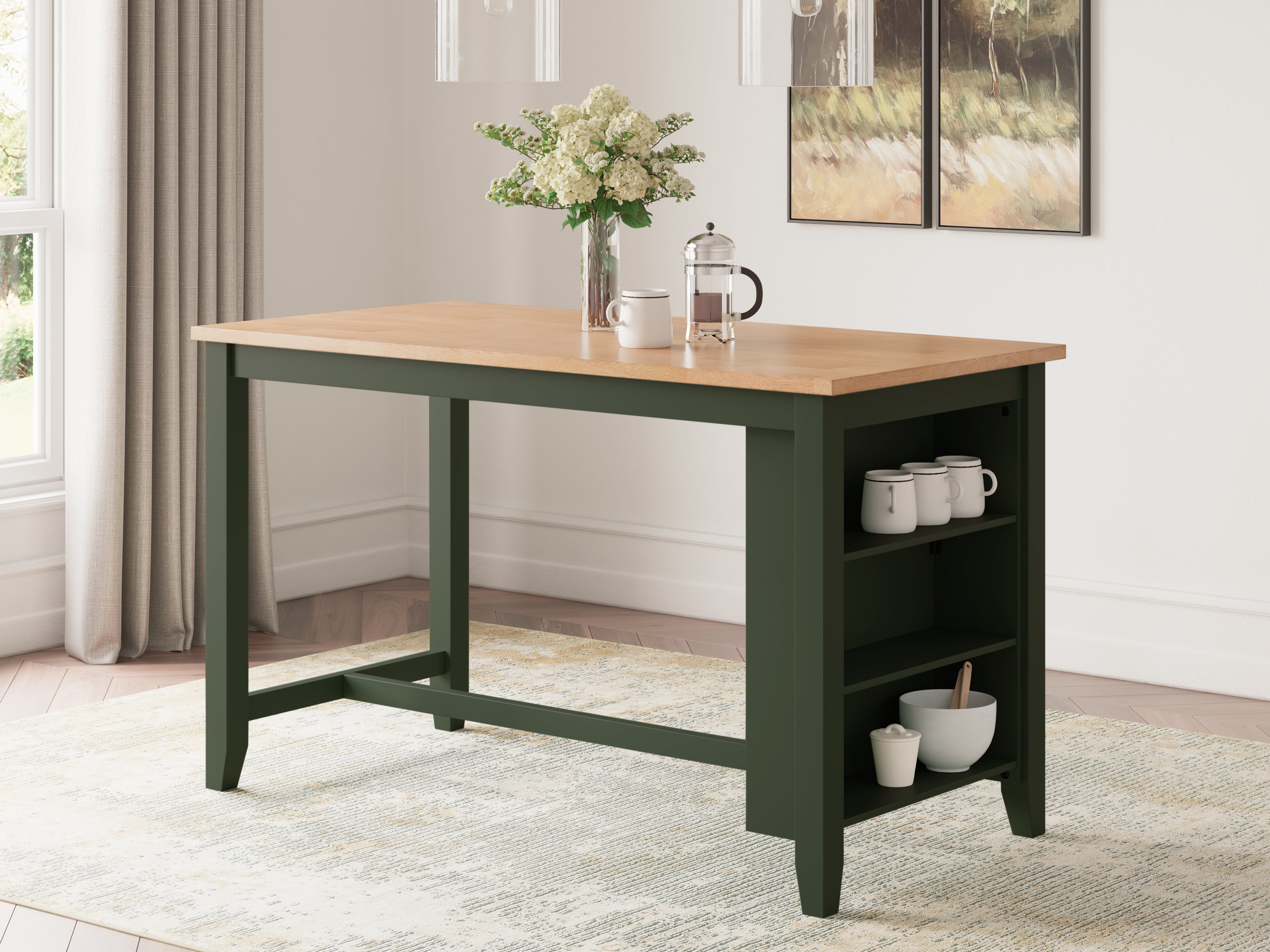 Furniture City Laplace - Ashley Furniture - Gesthaven Counter Height Dining Table - RECT Dining Room Counter Table / Natural/Green - D401-13