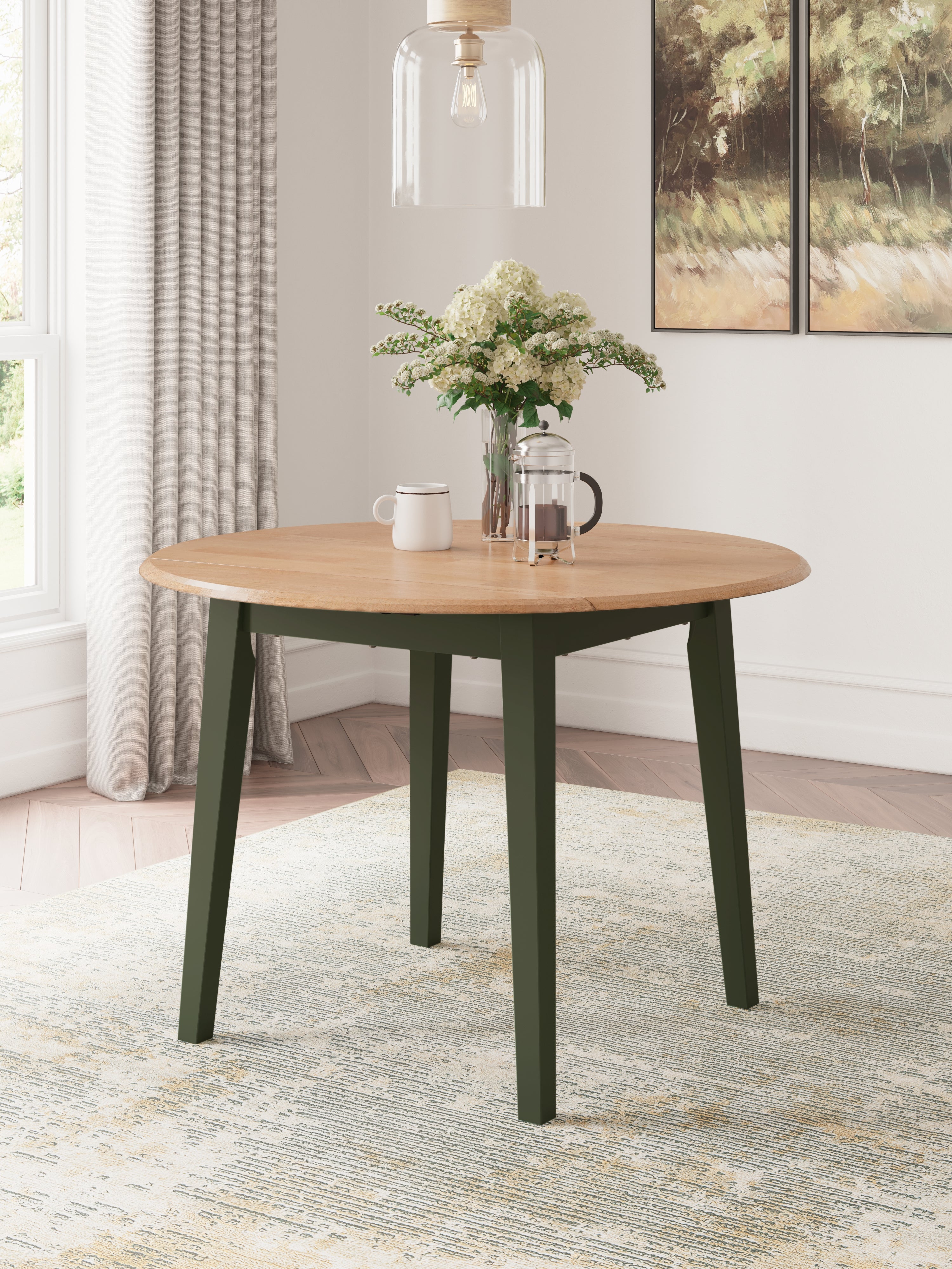 Furniture City Laplace - Ashley Furniture - Gesthaven Dining Drop Leaf Table - Round DRM Drop Leaf Table / Natural/Green - D401-15