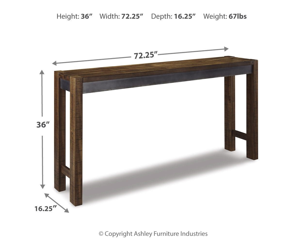 Furniture City Laplace - Ashley Furniture - Torjin Dining Room - Long Counter Table / Brown/Gray - D440-52