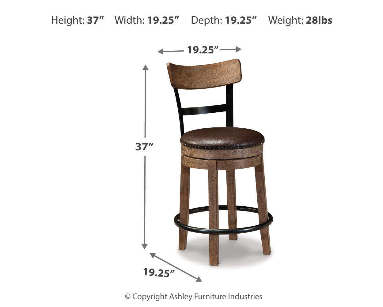 Furniture City Laplace - Ashley Furniture - Pinnadel Dining Room - UPH Swivel Barstool (1/CN) / Light Brown - D542-124