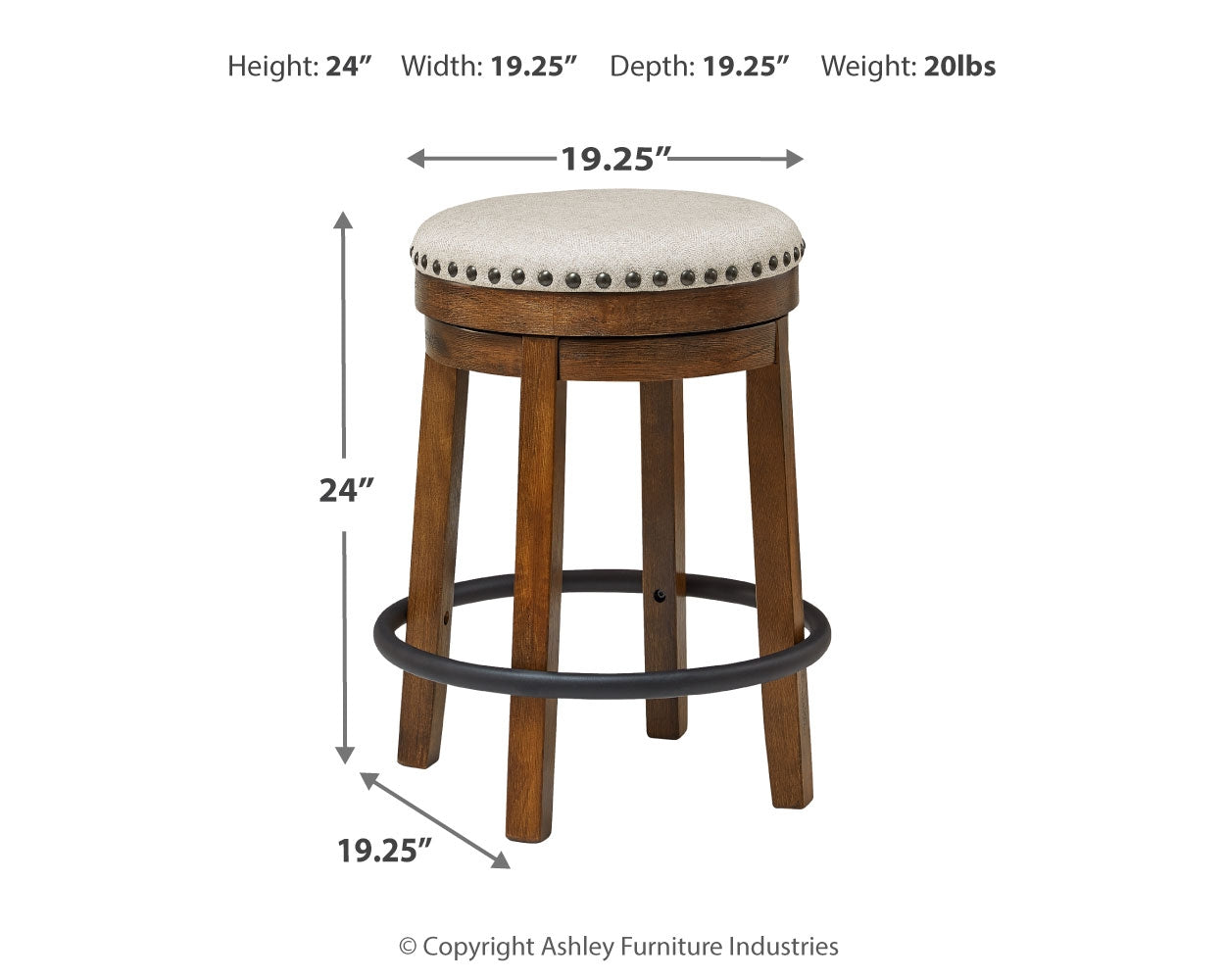 Furniture City Laplace - Ashley Furniture - Valebeck Dining Room - UPH Swivel Stool (1/CN) / Brown/Black - D546-124