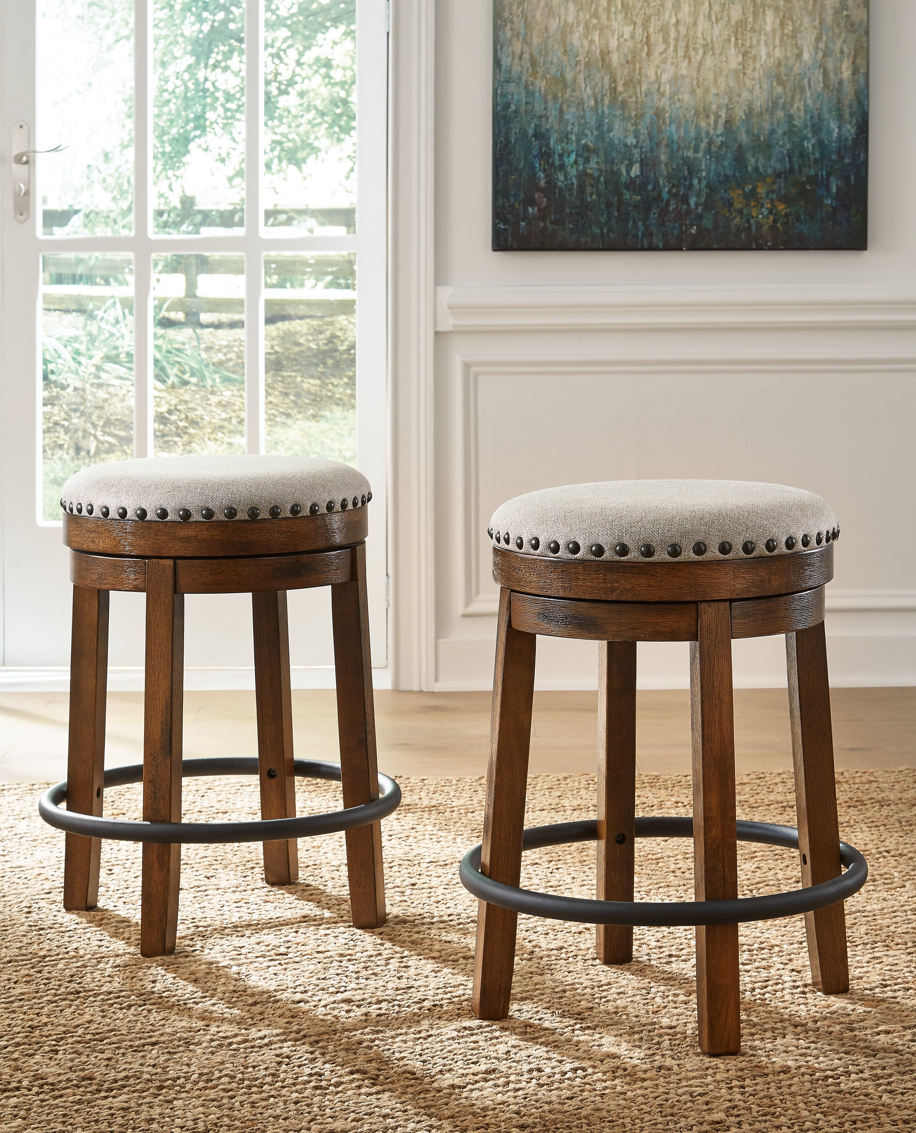 Furniture City Laplace - Ashley Furniture - Valebeck Dining Room - UPH Swivel Stool (1/CN) / Brown/Black - D546-124