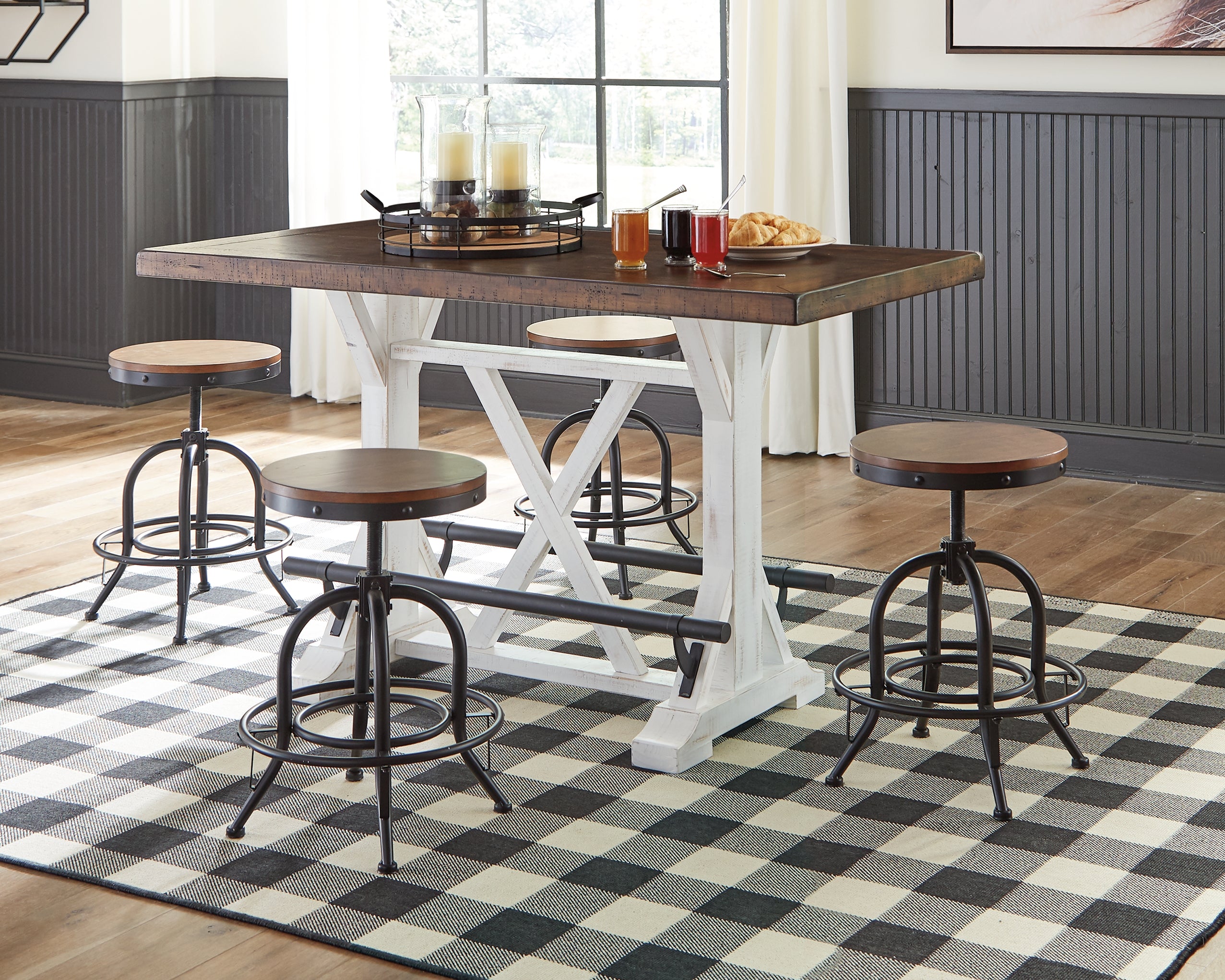 Furniture City Laplace - Ashley Furniture - Valebeck Dining Room - RECT Dining Room Counter Table / White/Brown - D546-13