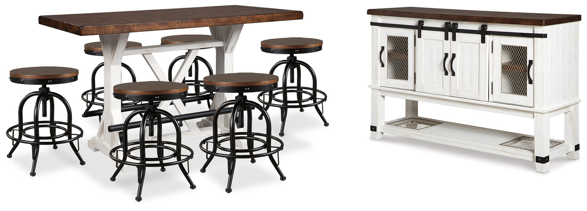 Furniture City Laplace - Ashley Furniture - Valebeck Counter Height Dining Table, 6 Barstools and Server - Counter Height Dining Table, 6 Barstools and Server - D546D32